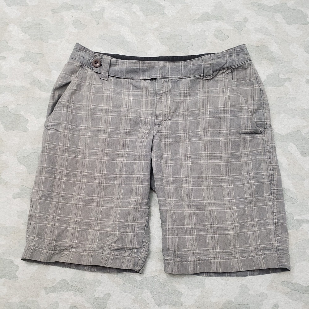 The North Face Shorts Womens 10 Gray Pockets Flat Front Plaid Check Outdoors